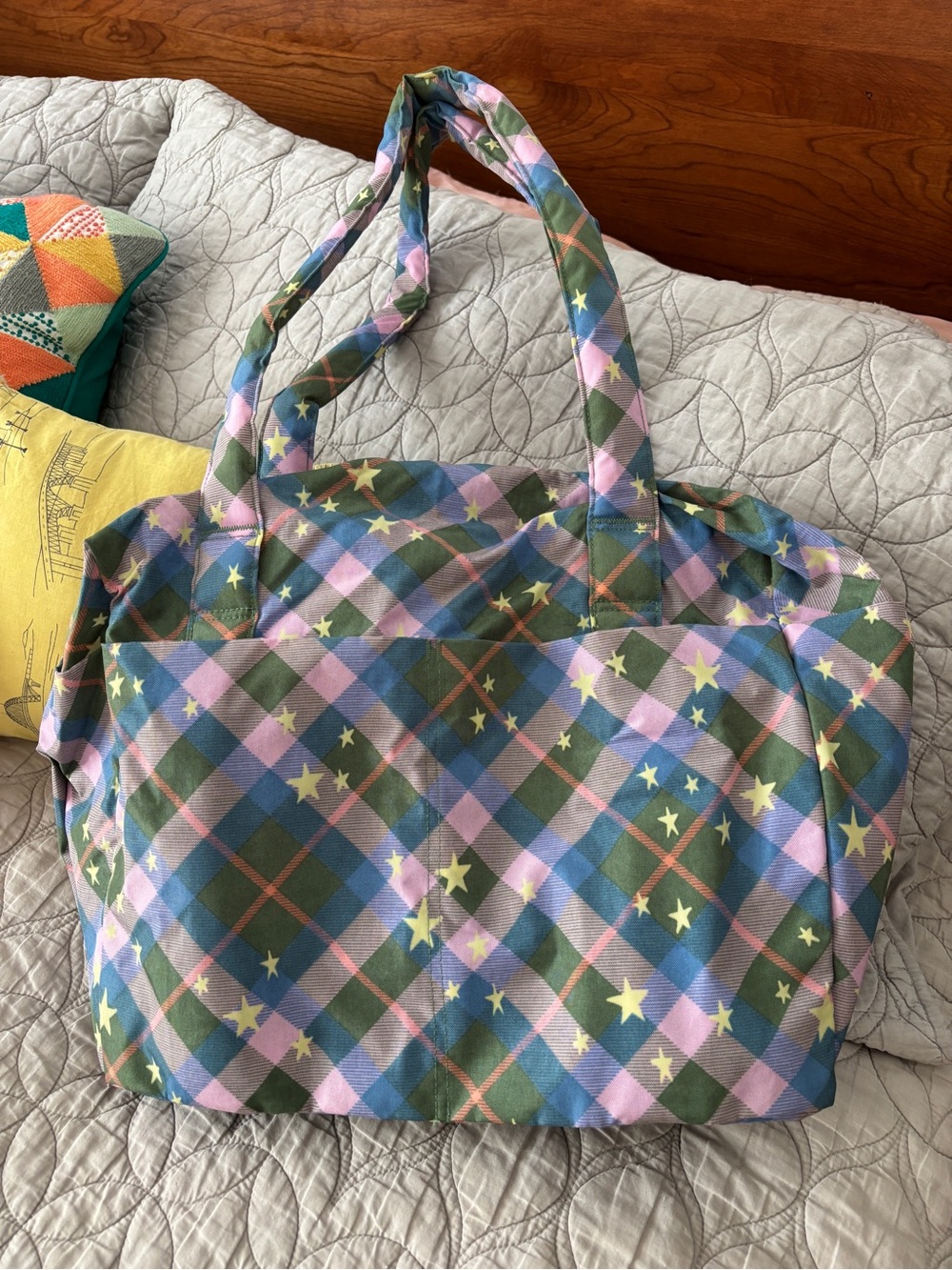 BAGGU Small Cloud Tote in Star Plaid